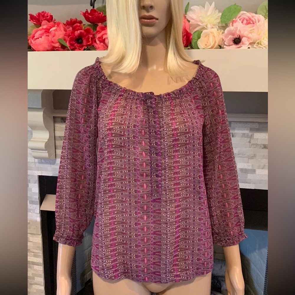 American Eagle multicolor semi sheer polyester Blouse size XS